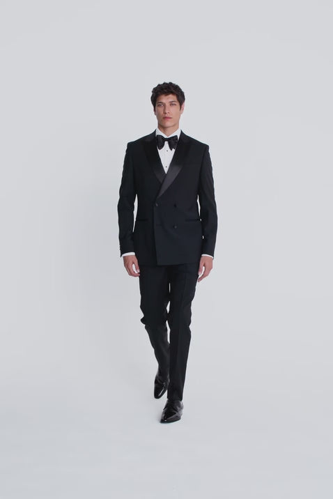 Tailored Fit Black Double Breasted Tuxedo Jacket