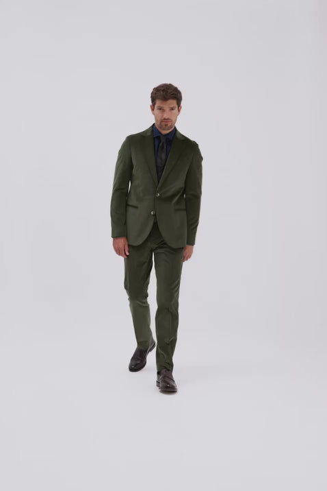 Tailored Fit Dark Green Corduroy Suit