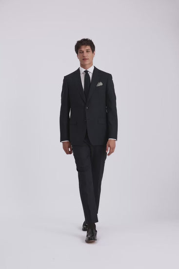 Regular Fit Half Canvas Navy Check Suit