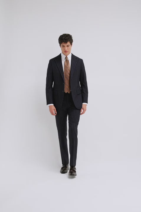 Italian Tailored Fit Navy Stripe Suit