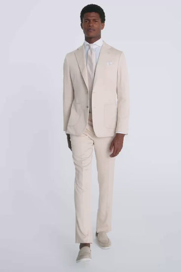 Italian Tailored Fit Light Camel Silk Suit