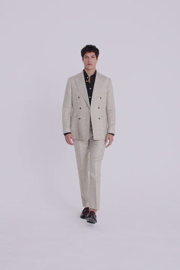 Tailored Fit Light Neutral Linen Suit