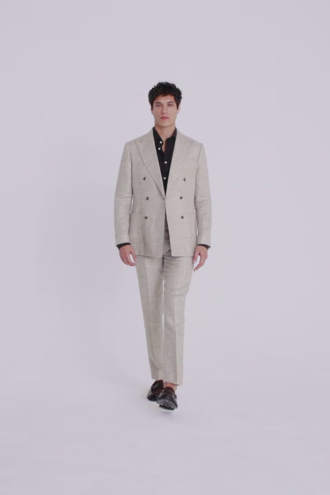Tailored Fit Light Neutral Linen Suit