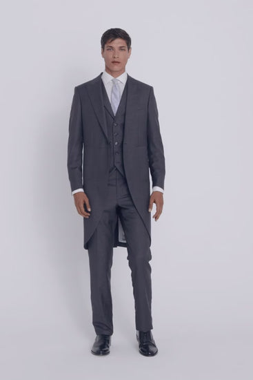 Italian Tailored Fit Grey Sharkskin Suit