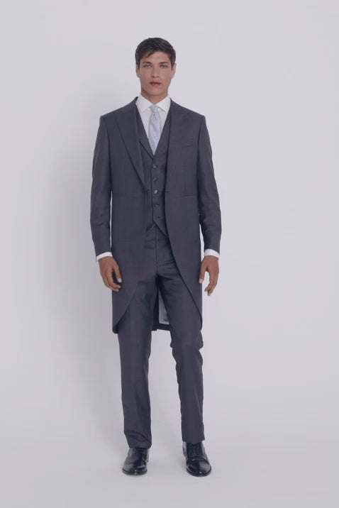 Italian Tailored Fit Grey Sharkskin Suit