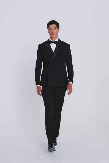 Slim Fit Black Double Breasted Tuxedo Jacket