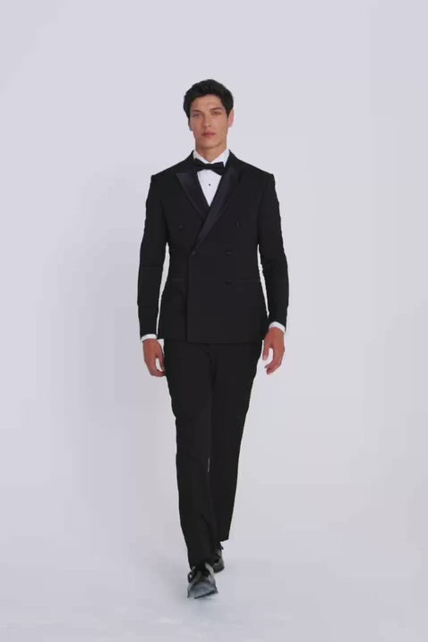 Slim Fit Black Double Breasted Tuxedo Jacket