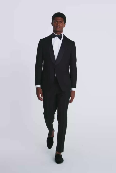 Tailored Fit Black Linen Shawl Tuxedo Jacket