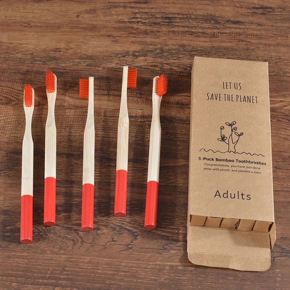 5Pack Adult Bamboo Toothbrush - Interactive Group