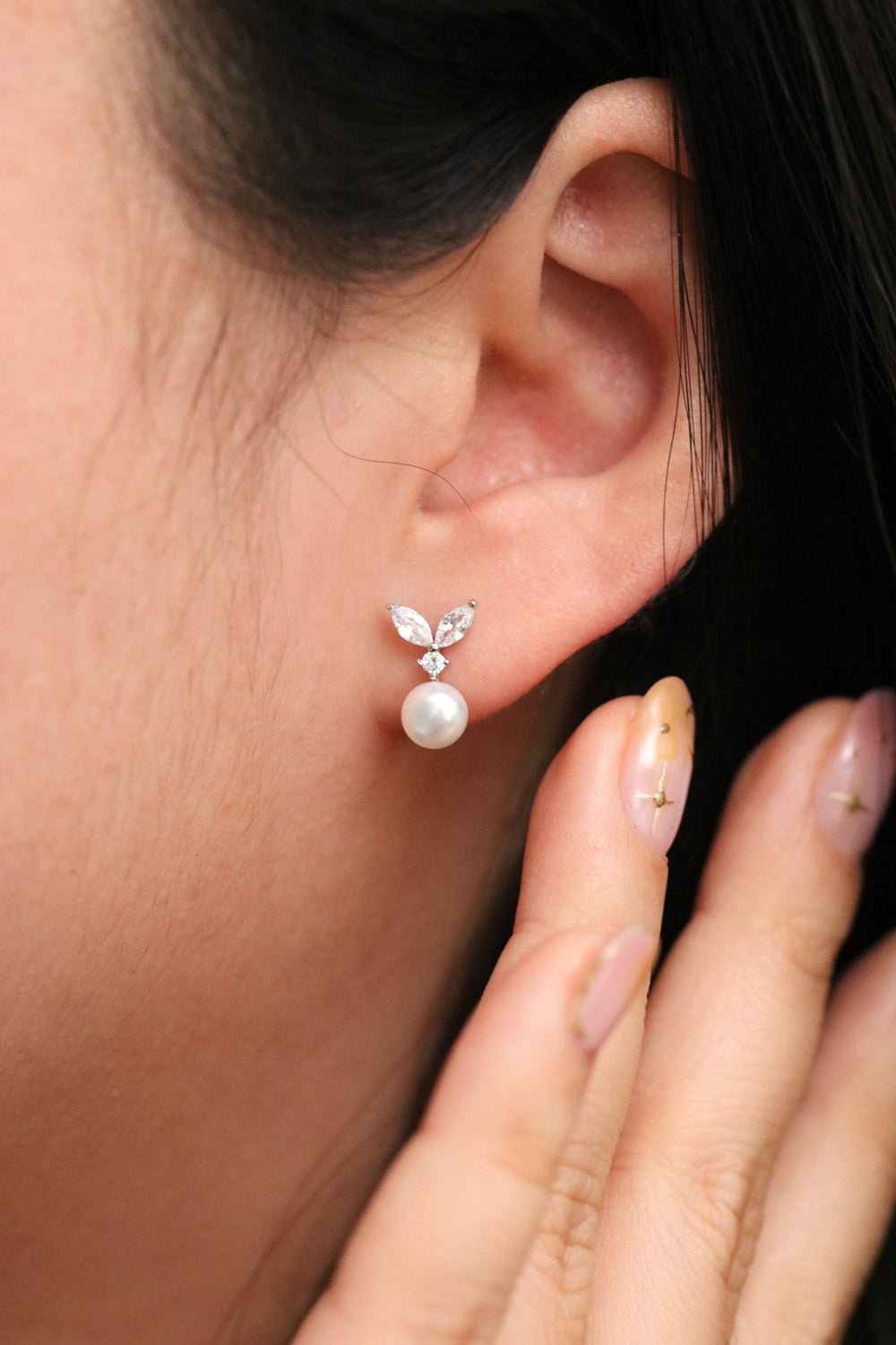 Cubic Leaf Pearl Drop Earrings - Interactive Group