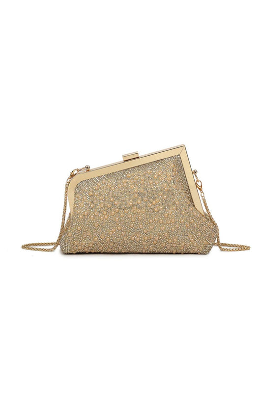 Gold Pearl Asymmetric Evening Bag - Interactive Group