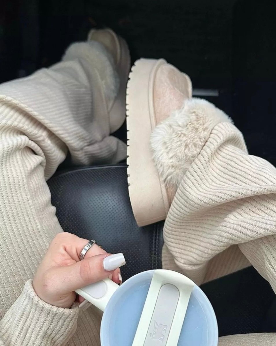 Faux Fur Trim Whisp Chunky Platform Slippers - Interactive Group