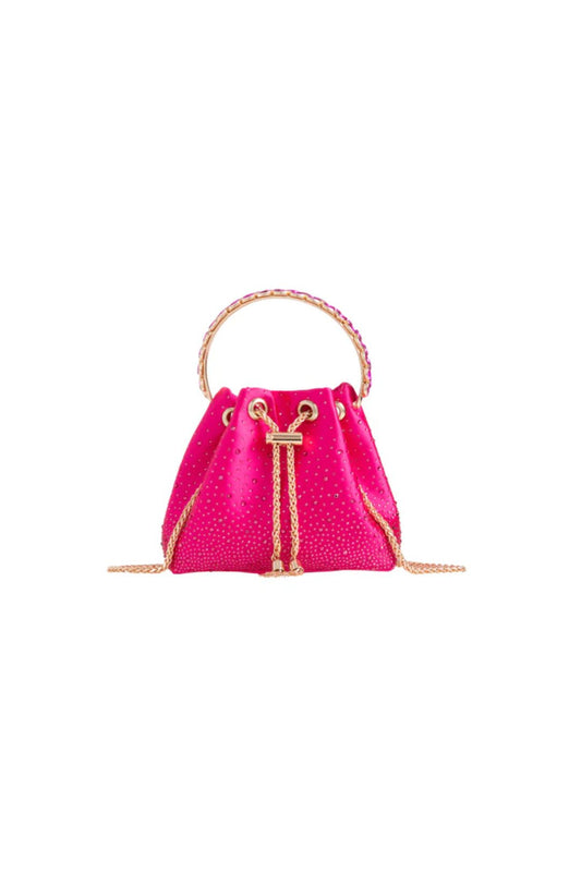 Fuchsia Embellished Top Handle Evening Bag - Interactive Group