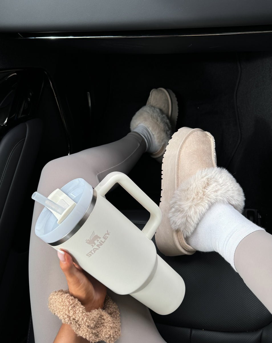 Faux Fur Trim Whisp Chunky Platform Slippers - Interactive Group