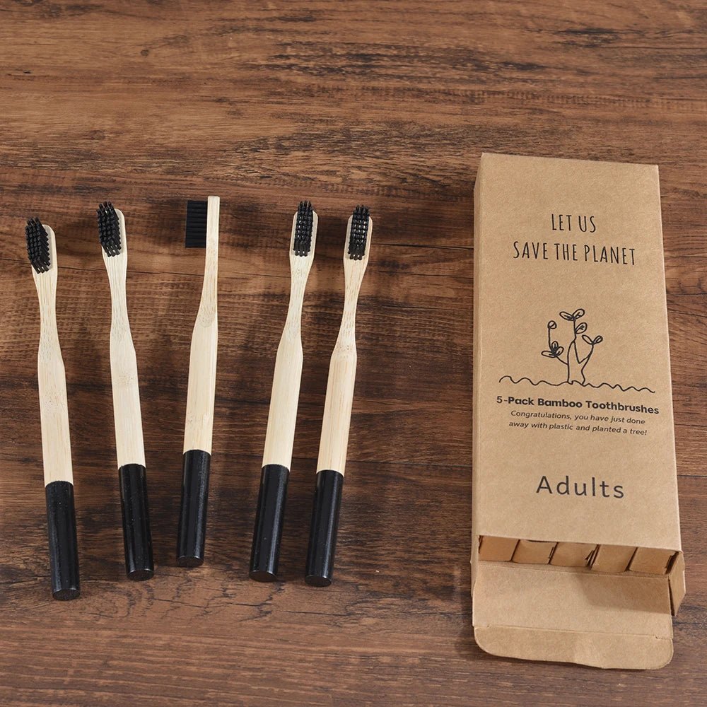5Pack Adult Bamboo Toothbrush - Interactive Group