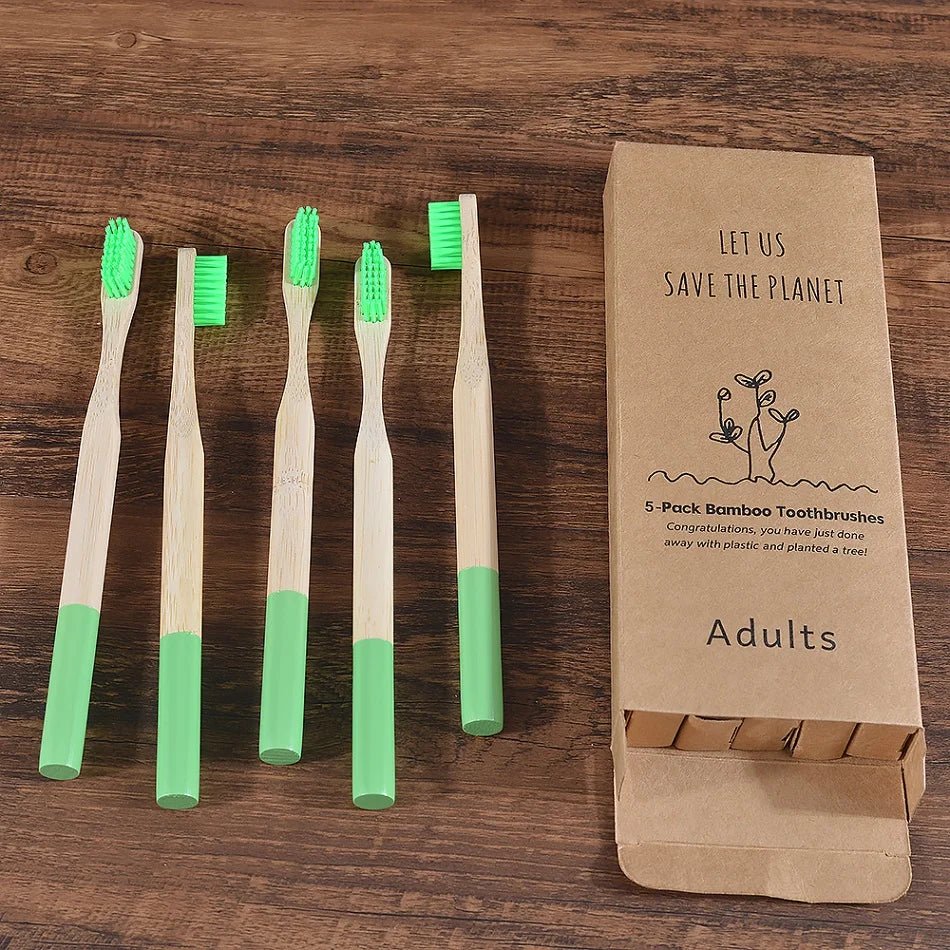 5Pack Adult Bamboo Toothbrush - Interactive Group