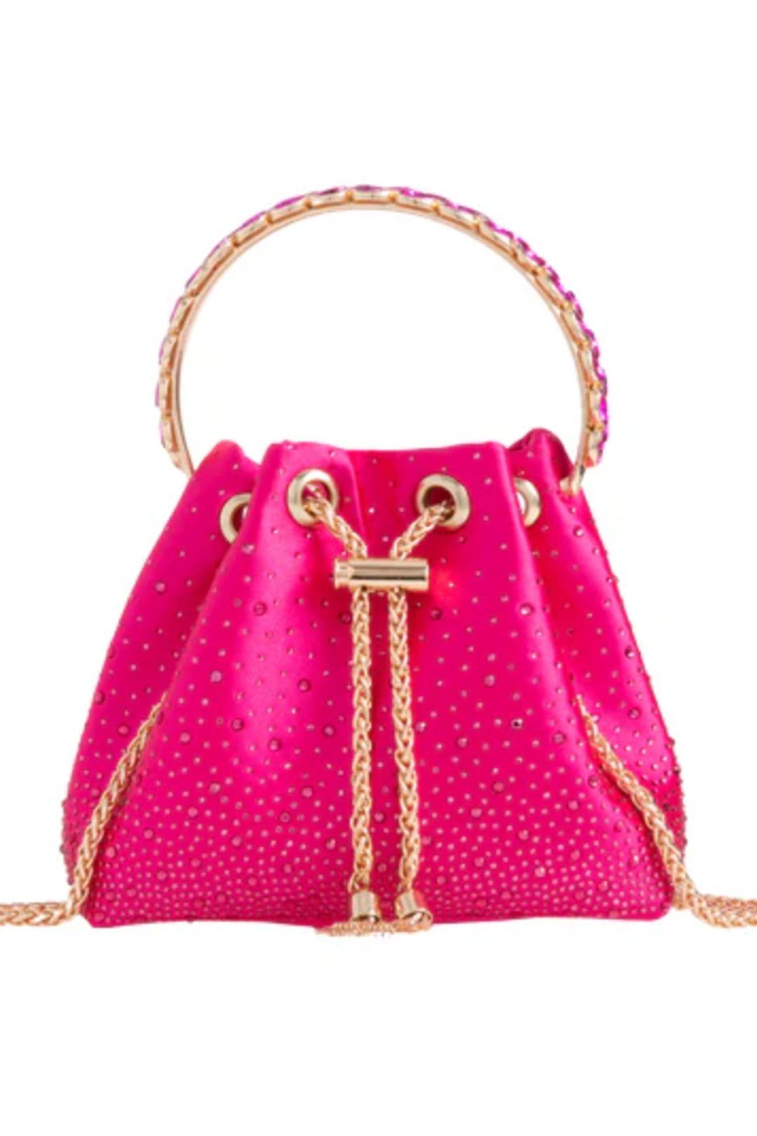 Fuchsia Embellished Top Handle Evening Bag - Interactive Group