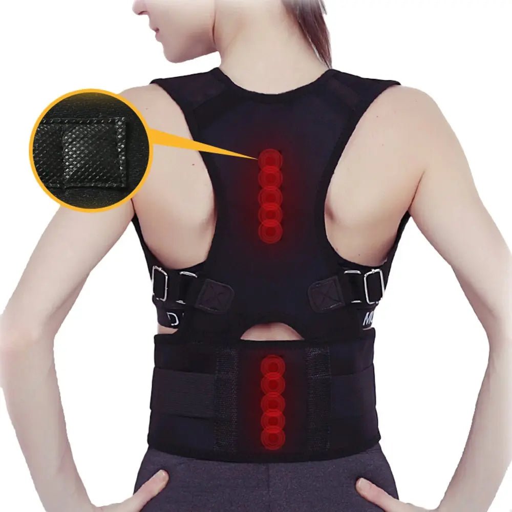 Posture Corrector Magnetic Therapy Brace Shoulder Back Support Belt - Interactive Group