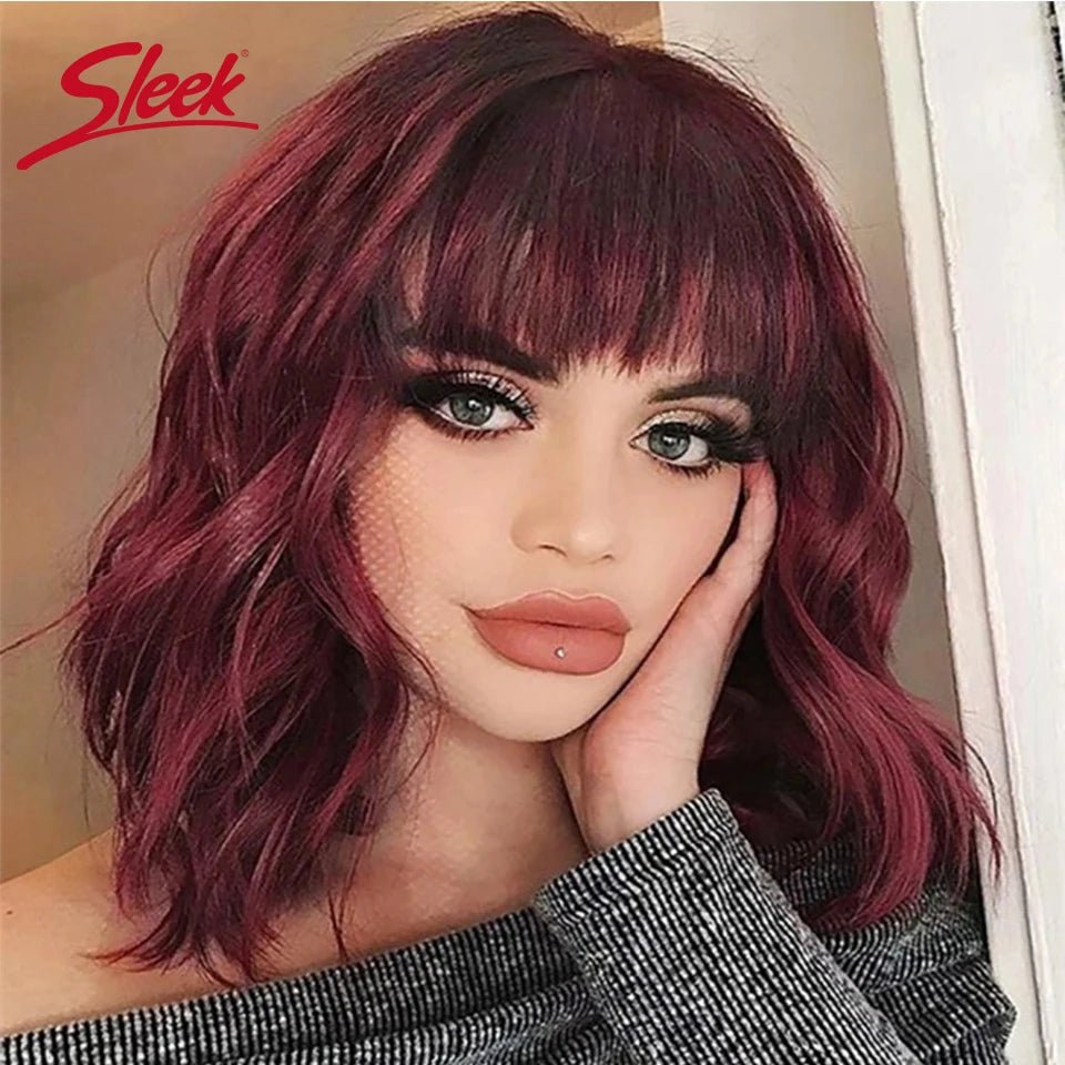 Short Bob Wig Loose Body Wave Wig With Bangs Brazilian Remy 100% Human Hair Wigs - Interactive Group