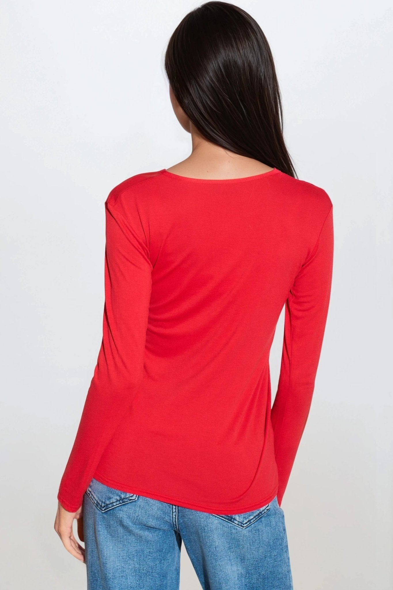 Red Round Neck Long Sleeve Top - Interactive Group