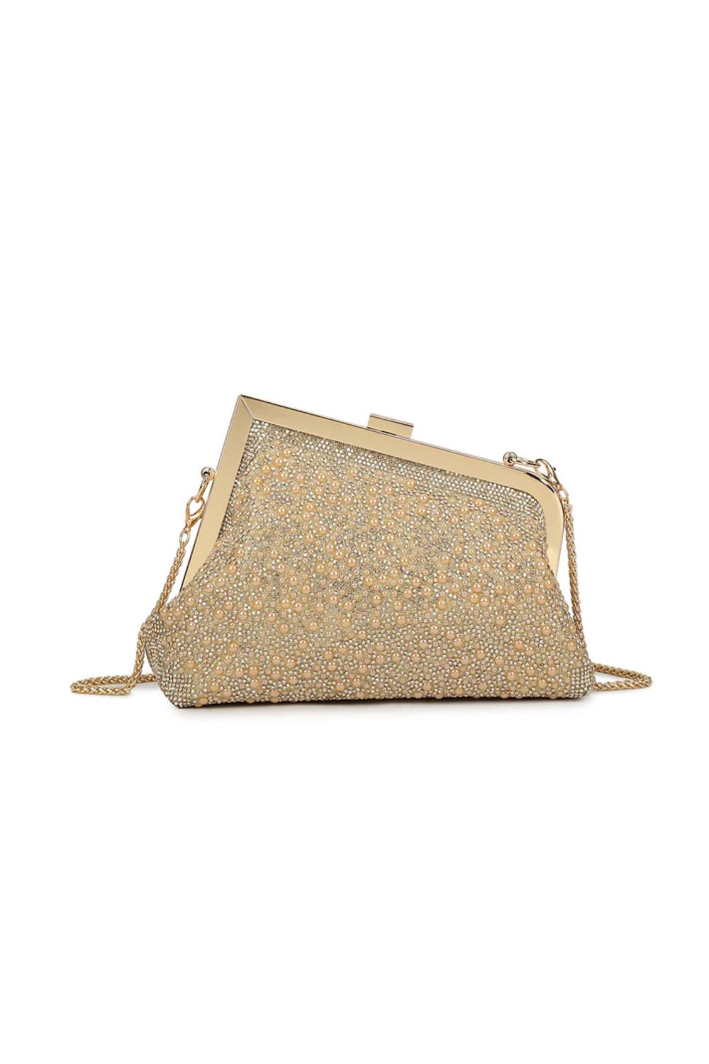 Gold Pearl Asymmetric Evening Bag - Interactive Group