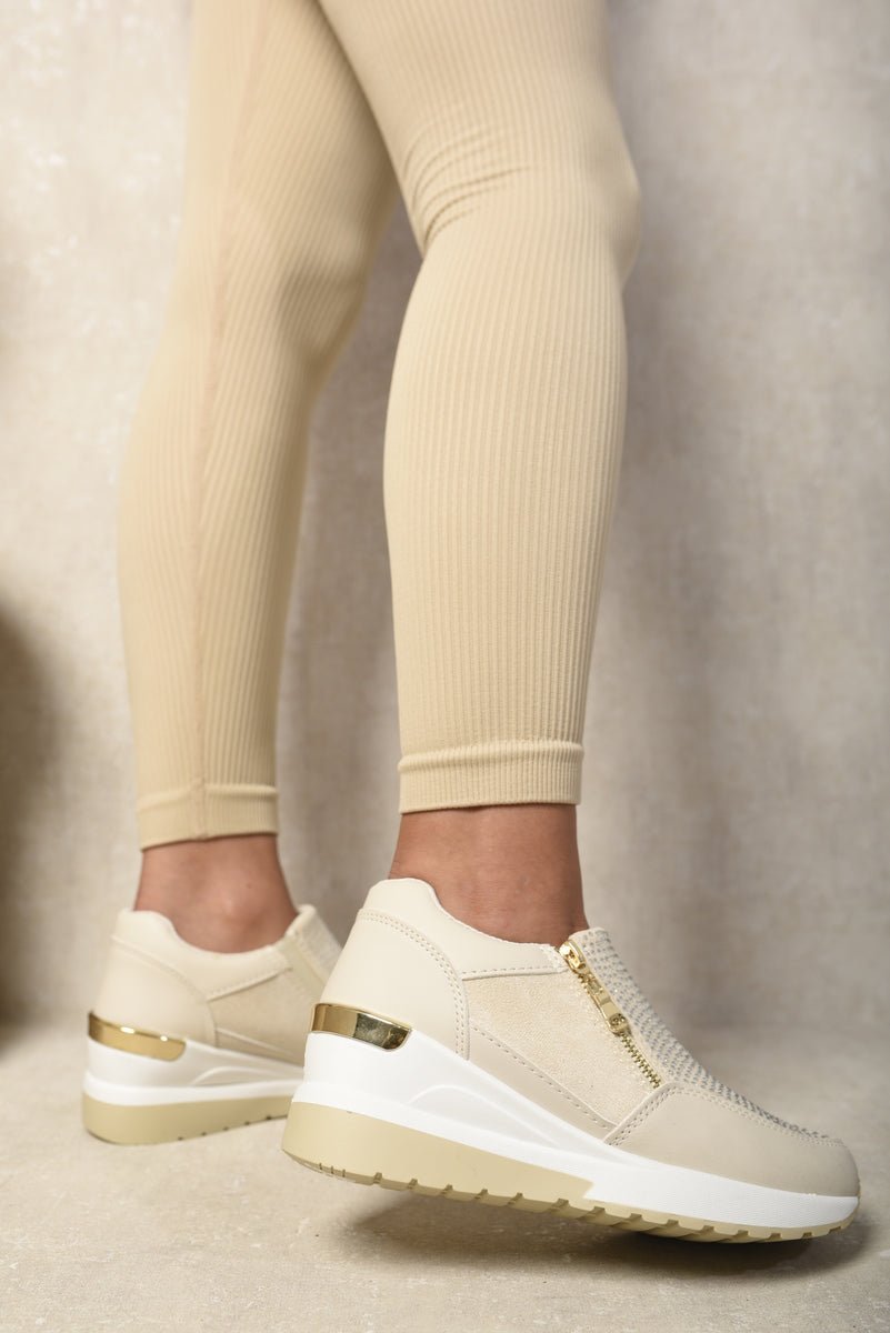 Rhinestone Decor Zip Platform Trainers - Interactive Group