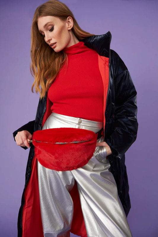 Red Faux Fur Bum Bag - Interactive Group