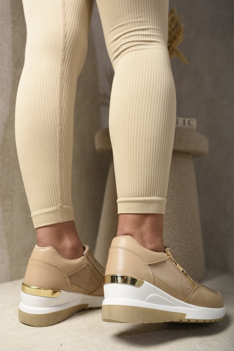 Rhinestone Decor Zip Platform Trainers - Interactive Group