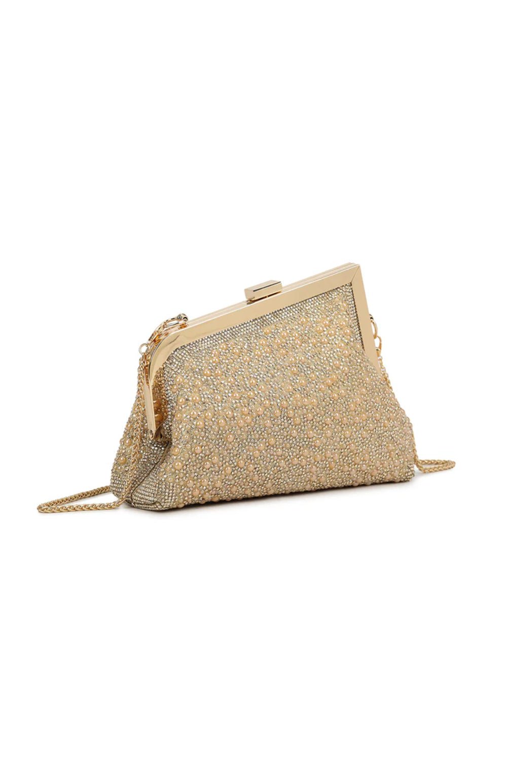 Gold Pearl Asymmetric Evening Bag - Interactive Group