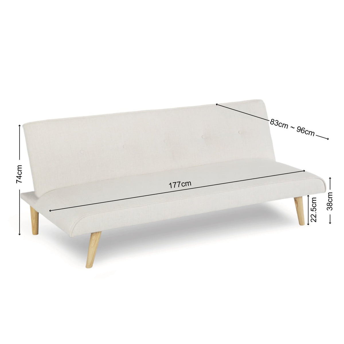 HomeGardenDirect Lucca Click Clack 3 Seater Sofa Bed - Light Grey