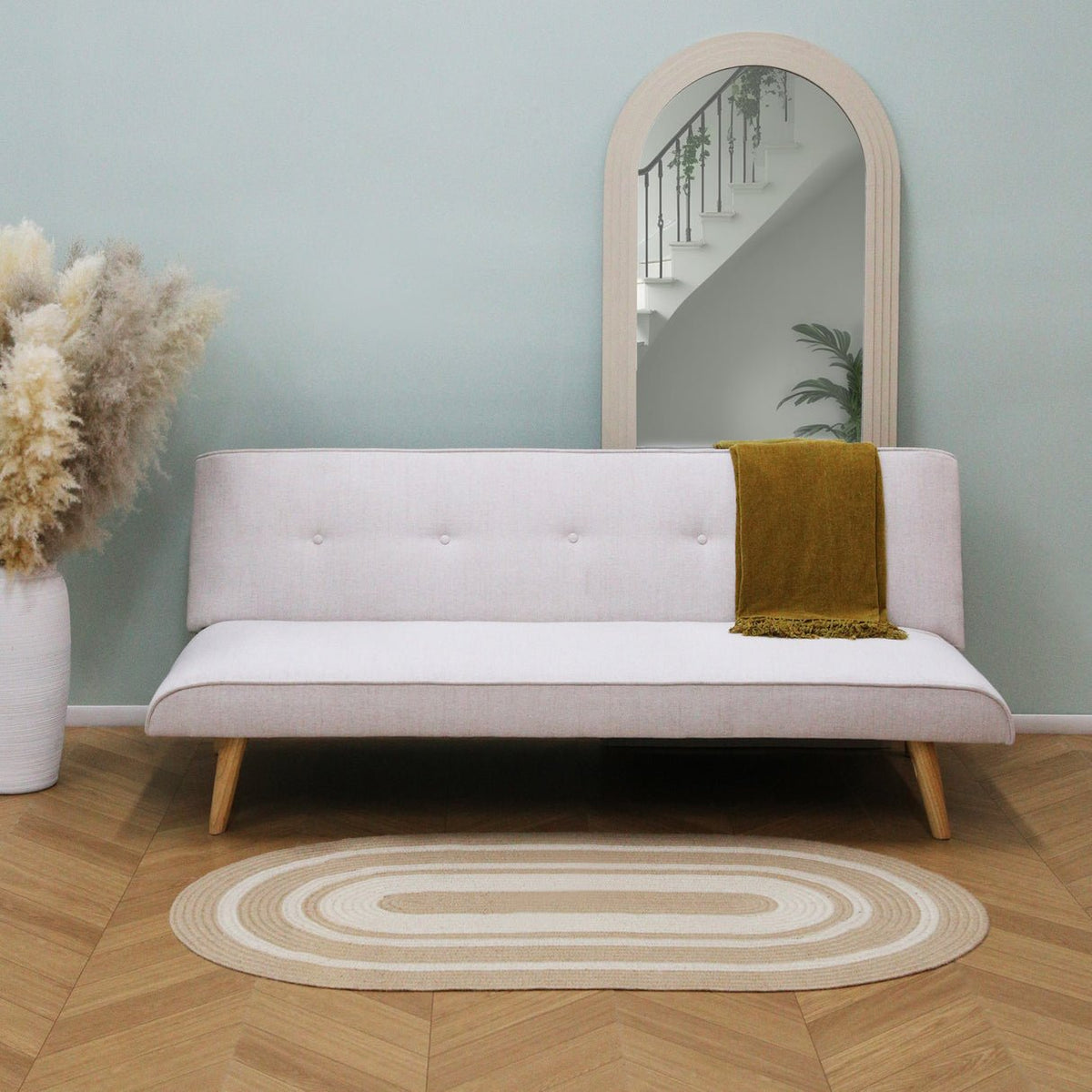 HomeGardenDirect Lucca Click Clack 3 Seater Sofa Bed - Light Grey