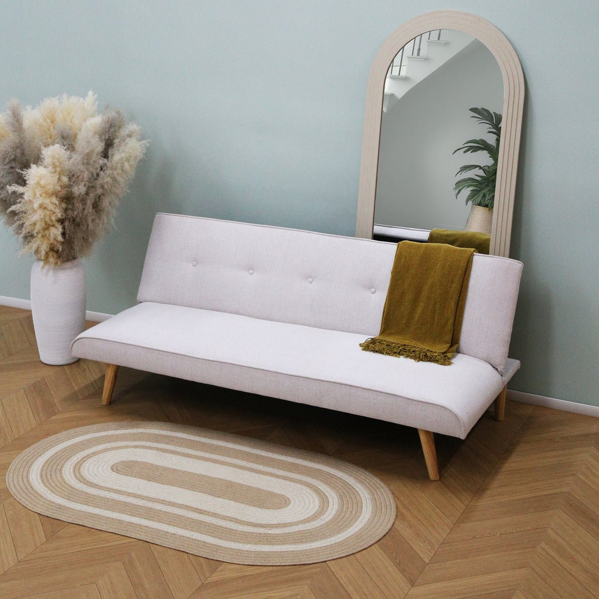 HomeGardenDirect Lucca Click Clack 3 Seater Sofa Bed - Light Grey