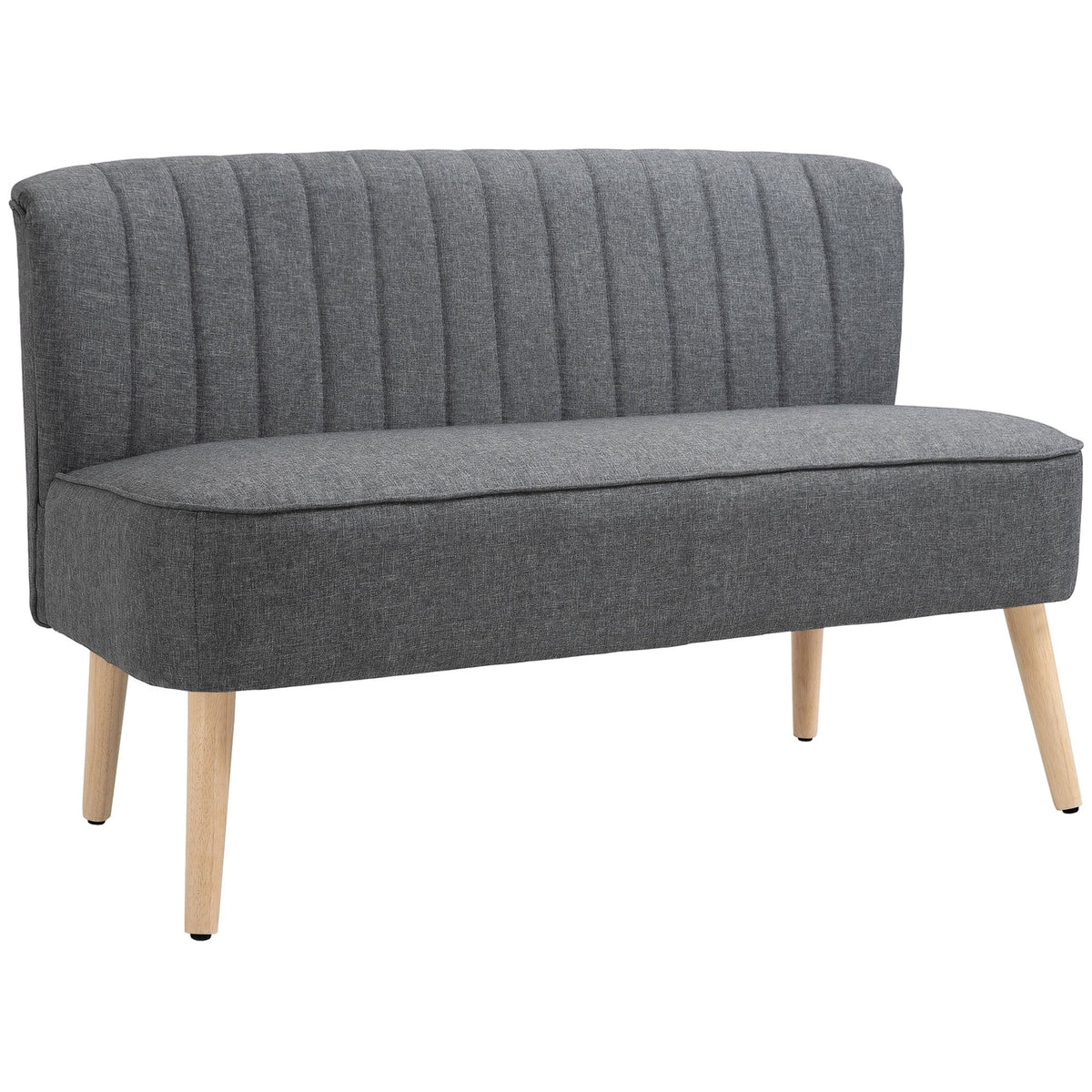 HOMCOM Linen Fabric Upholstered 2 Seater Small Sofa with Padded Seat - Grey