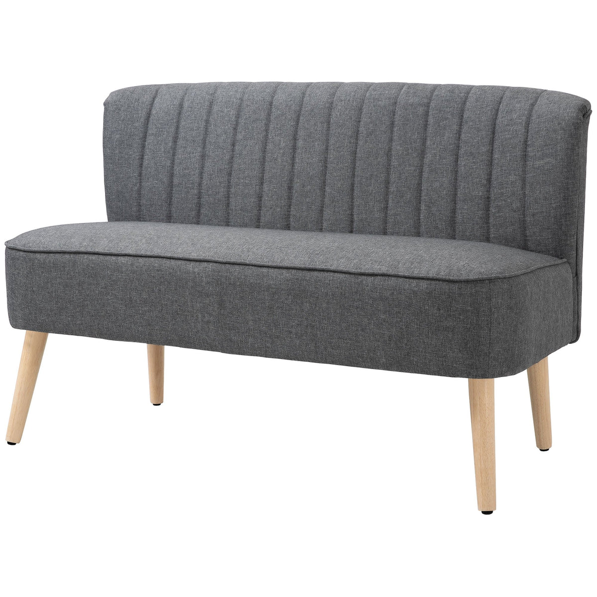 HOMCOM Linen Fabric Upholstered 2 Seater Small Sofa with Padded Seat - Grey