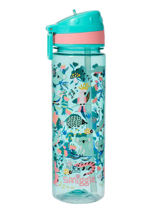 Smiggle - Hi There 650ml BPA-Free Water Bottle with Straw - Interactive Group