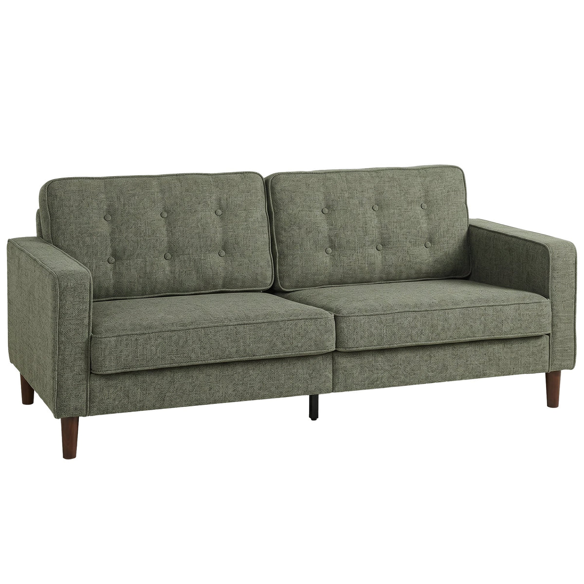HOMCOM 3 Seater Velvet Feel Fabric Upholstered Sofa - Green