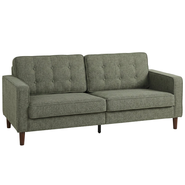 HOMCOM 3 Seater Velvet Feel Fabric Upholstered Sofa - Green