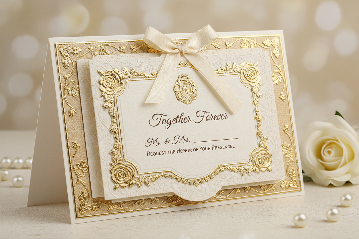 very high quality 3d wedding card with classic design