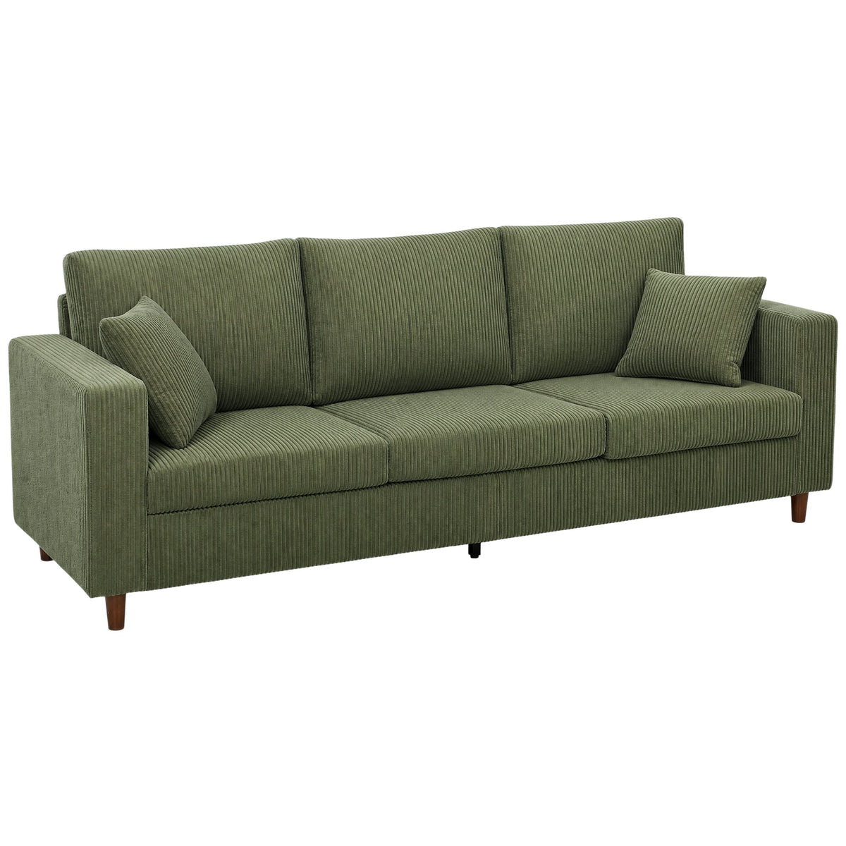 HOMCOM 3 Seater Comfy Wide Deep Seat Corduroy Sofa - Green