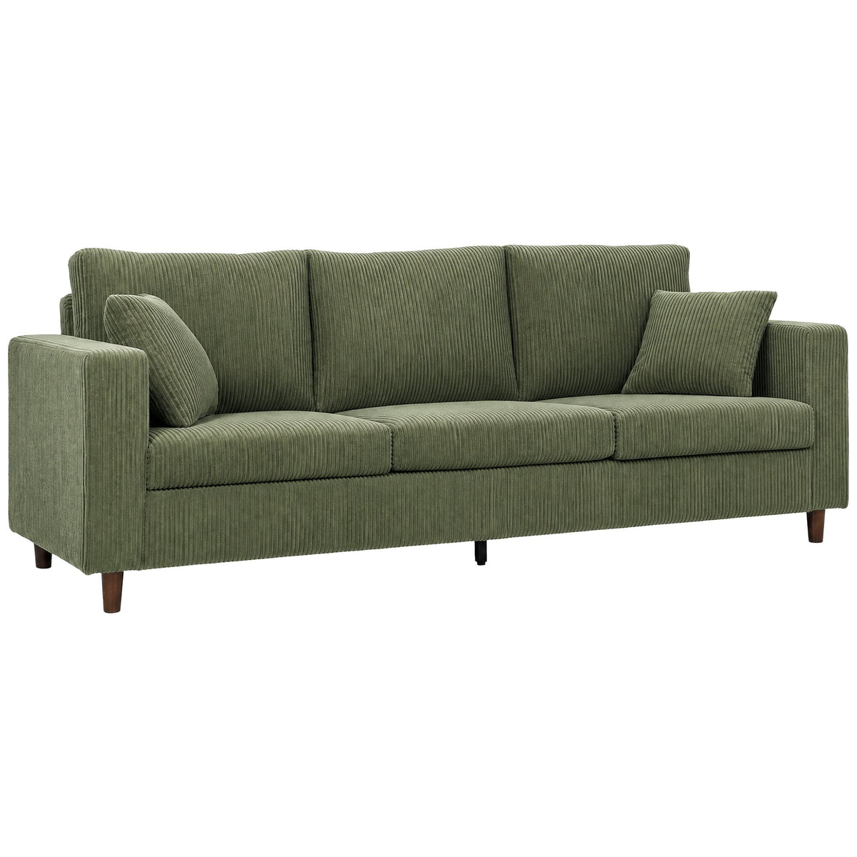 HOMCOM 3 Seater Comfy Wide Deep Seat Corduroy Sofa - Green