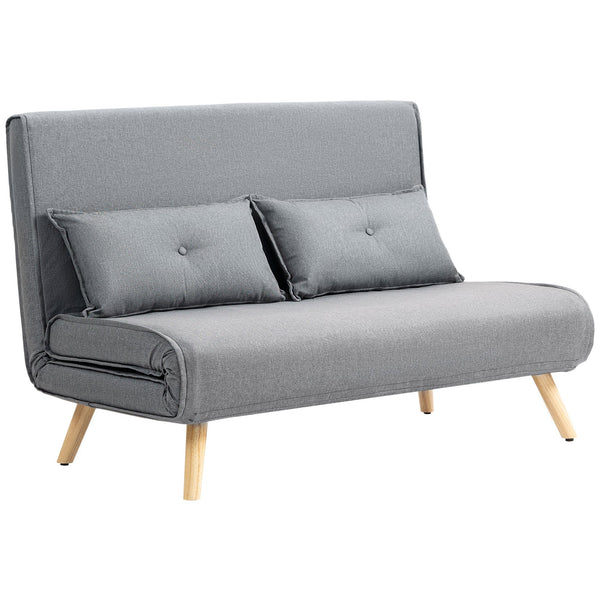 HOMCOM 2 Seater Fabric Modern Adjustable Reclining Sofa Bed - Grey