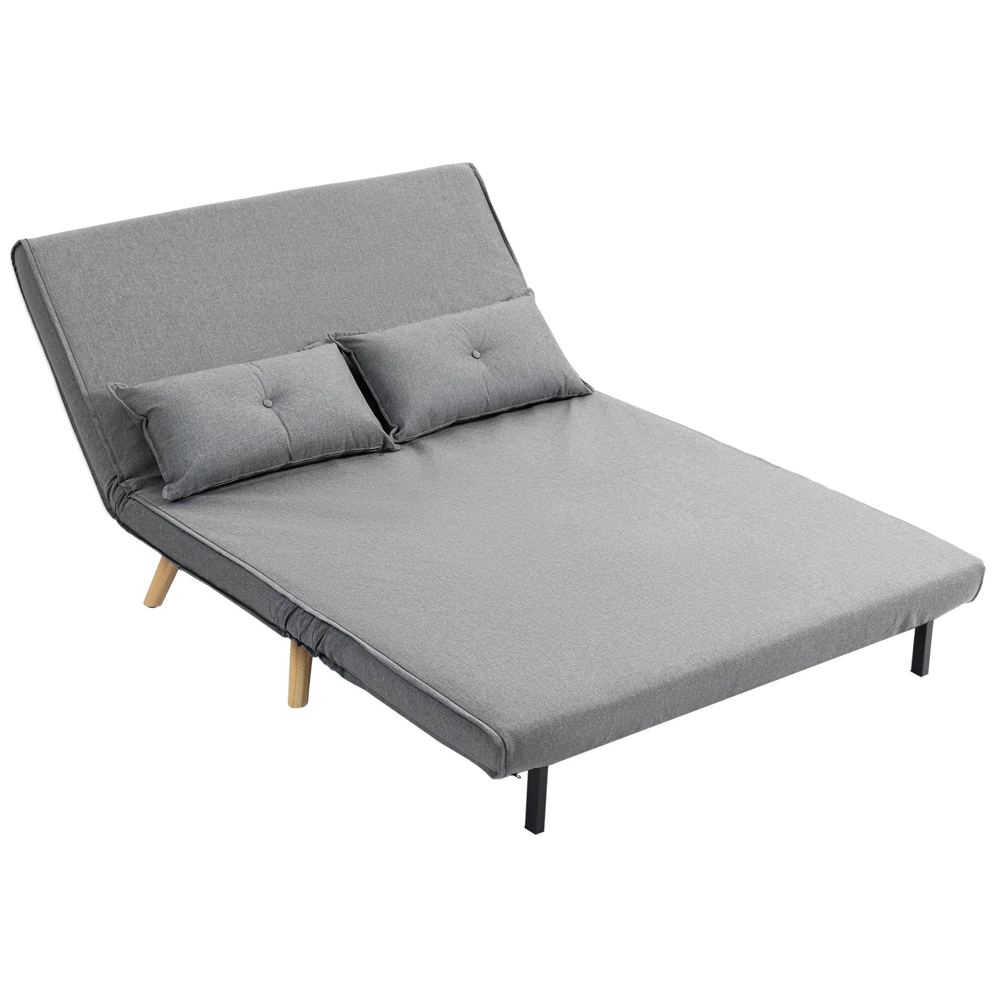 HOMCOM 2 Seater Fabric Modern Adjustable Reclining Sofa Bed - Grey