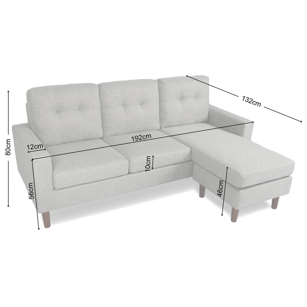 HomeGardenDirect Pisa Small Woven Fabric Chaise Sofa - Grey