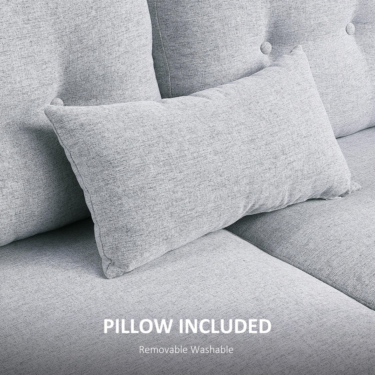 HOMCOM 2 Seater Fabric Modern Sofa with Spring Cushion - Grey