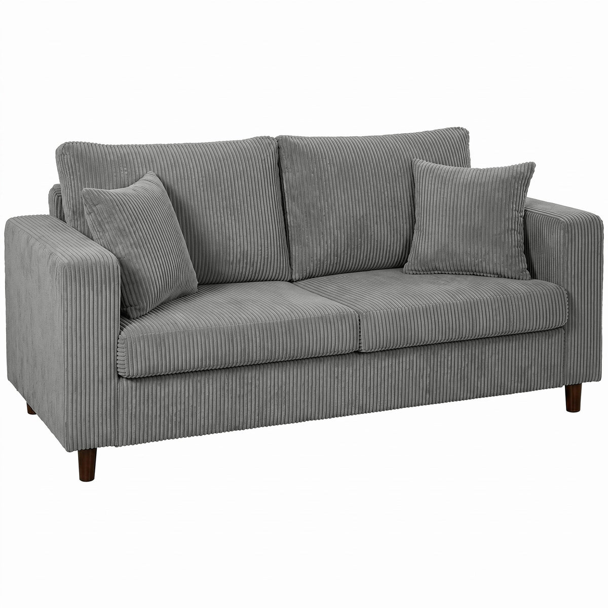 HOMCOM 2 Seater Comfy Wide Deep Seat Corduroy Sofa - Light Grey