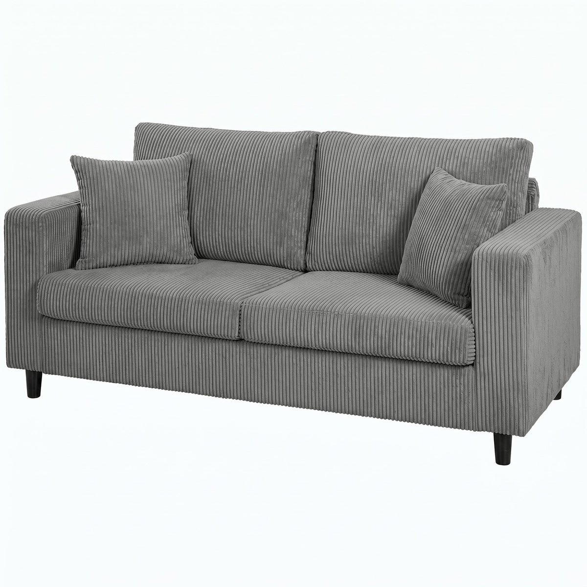HOMCOM 2 Seater Comfy Wide Deep Seat Corduroy Sofa - Light Grey