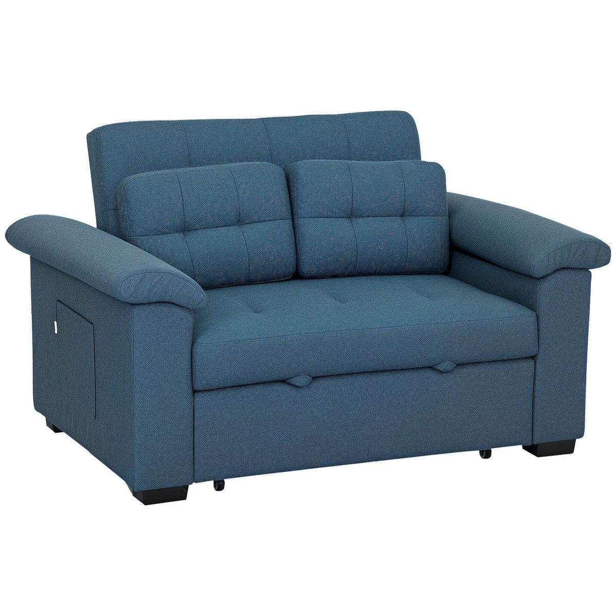 HOMCOM 2 Seater Fabric Sofa Bed with 2 Pocket Springs - Blue