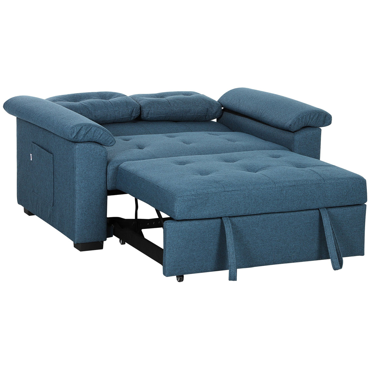 HOMCOM 2 Seater Fabric Sofa Bed with 2 Pocket Springs - Blue