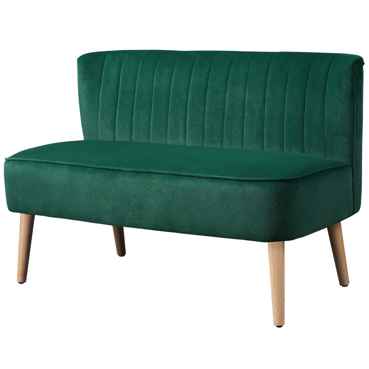 HOMCOM Modern Double Seat Sofa Foam Padding High Back - Green
