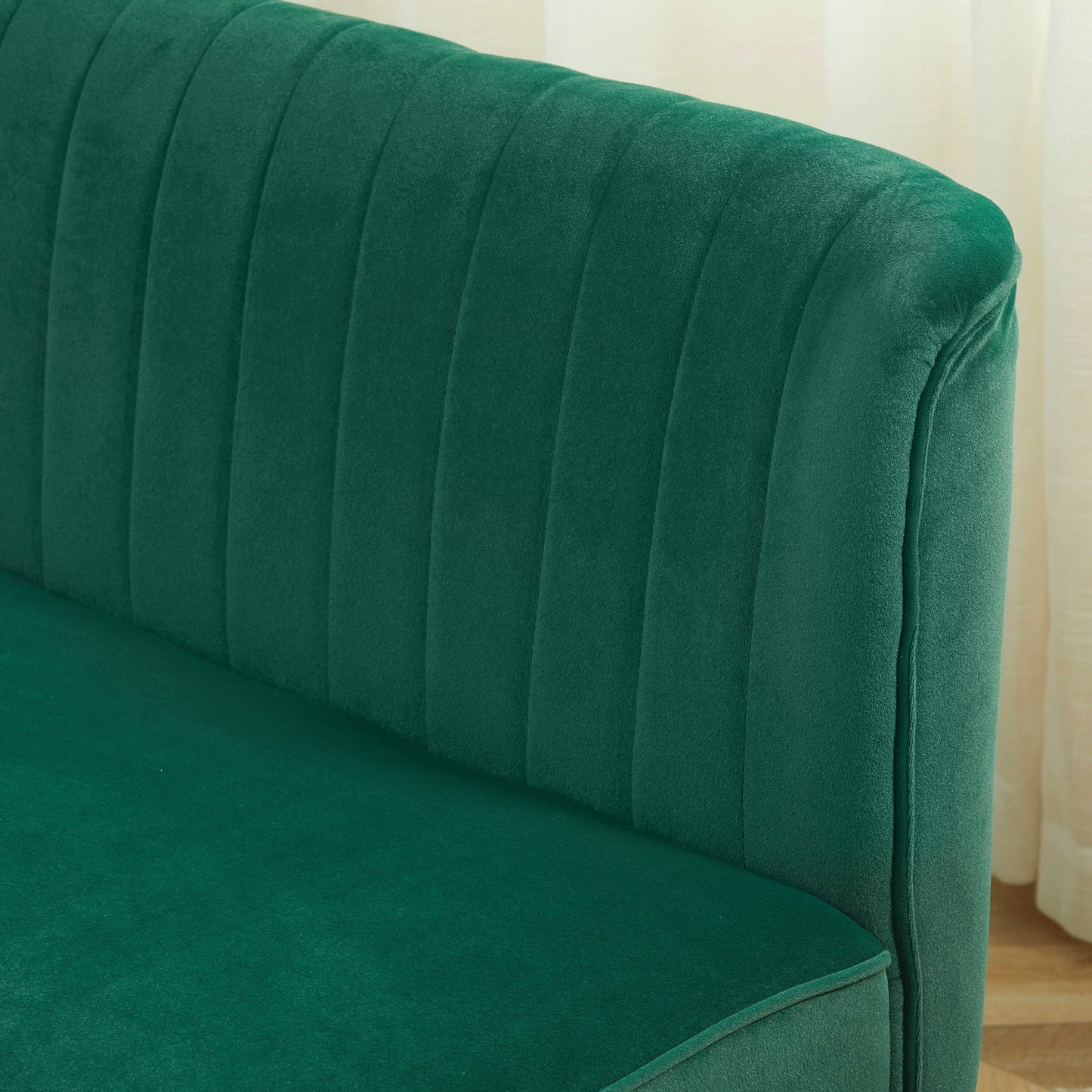 HOMCOM Modern Double Seat Sofa Foam Padding High Back - Green